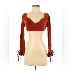 MAJORELLE Cropped Long Sleeve Top Burnt Orange Small